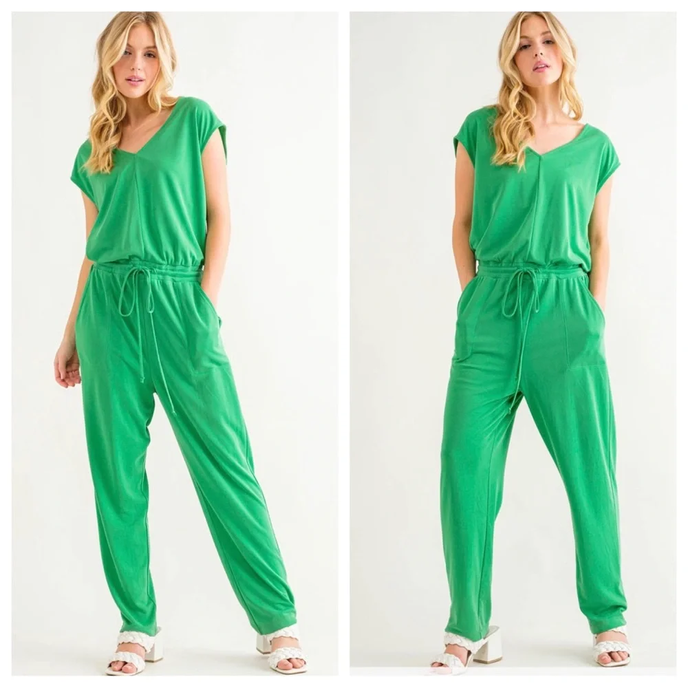 13 V-Neck Stretch Jumpsuits - Picture 1 of 3